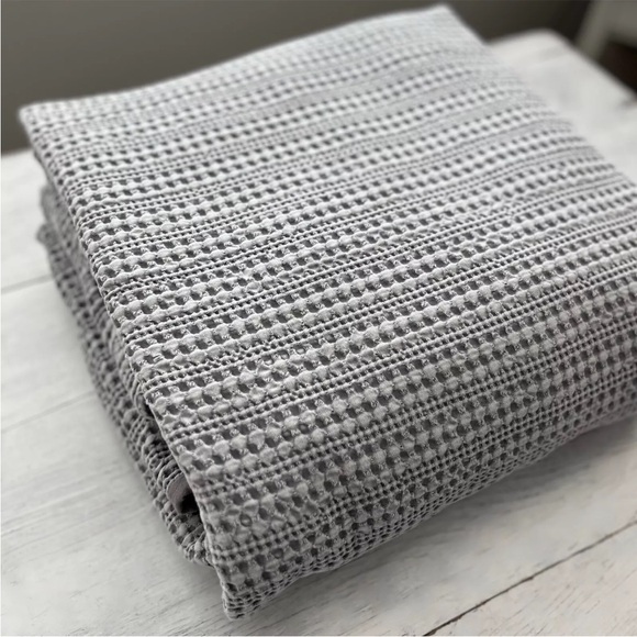 POTTERY BARN Gray Textured HONEYCOMB Waffle Duvet Cover Full / Queen Cotton - Picture 6 of 10